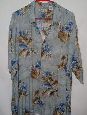 Hollis River Light Blue Tropical Hawaiian Button Shirt Aloha Island Vibes